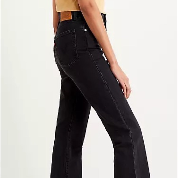 Retro Levi’s Jeans’S 550 mid-rise black wash bootcut fit Sz 29/ 8 rigid cotton - Picture 5 of 13